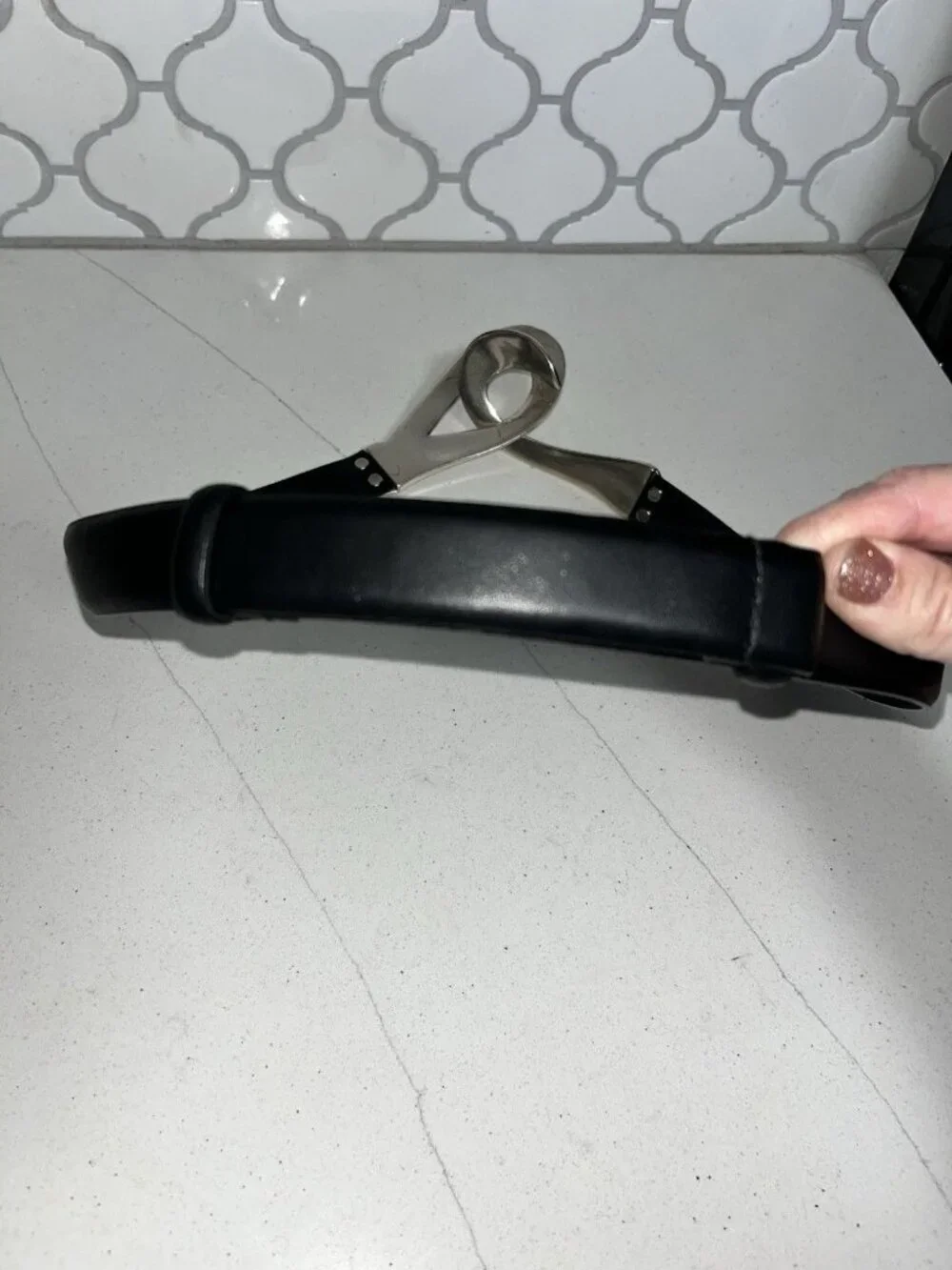 Chico's Adjustable Slide Genuine Leather Belt Women's Sz S/M Black Max 36”
